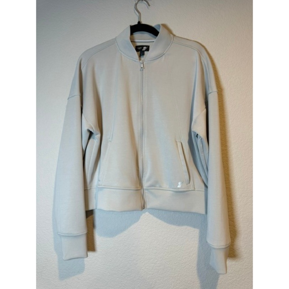 Fundamental Coast Womens Full Zip Bomber Jacket Gray Modal Blend DFCWF24J1 L